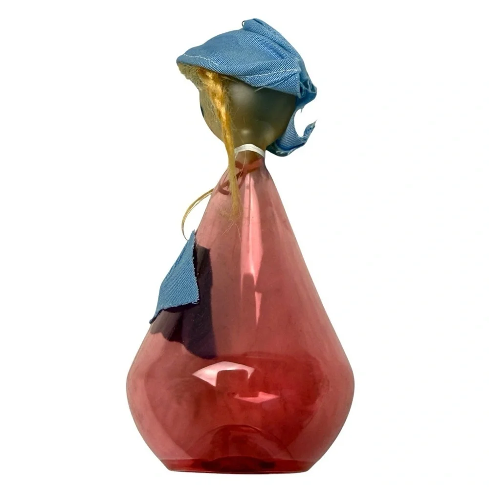 Vintage De Carlini Glass Christmas Ornament Pink Dutch Girl made in Italy